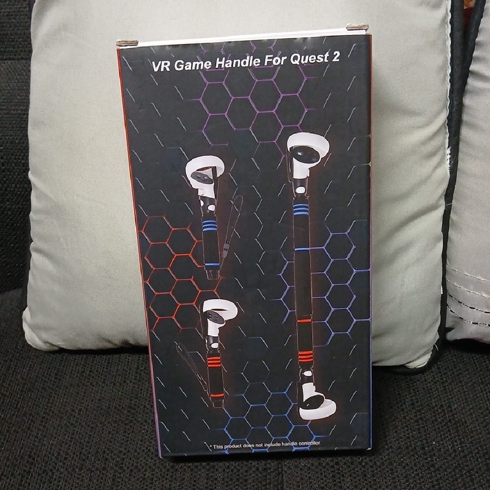 VR Game Handle for Quest 2 - Black with Red & Blue Accents